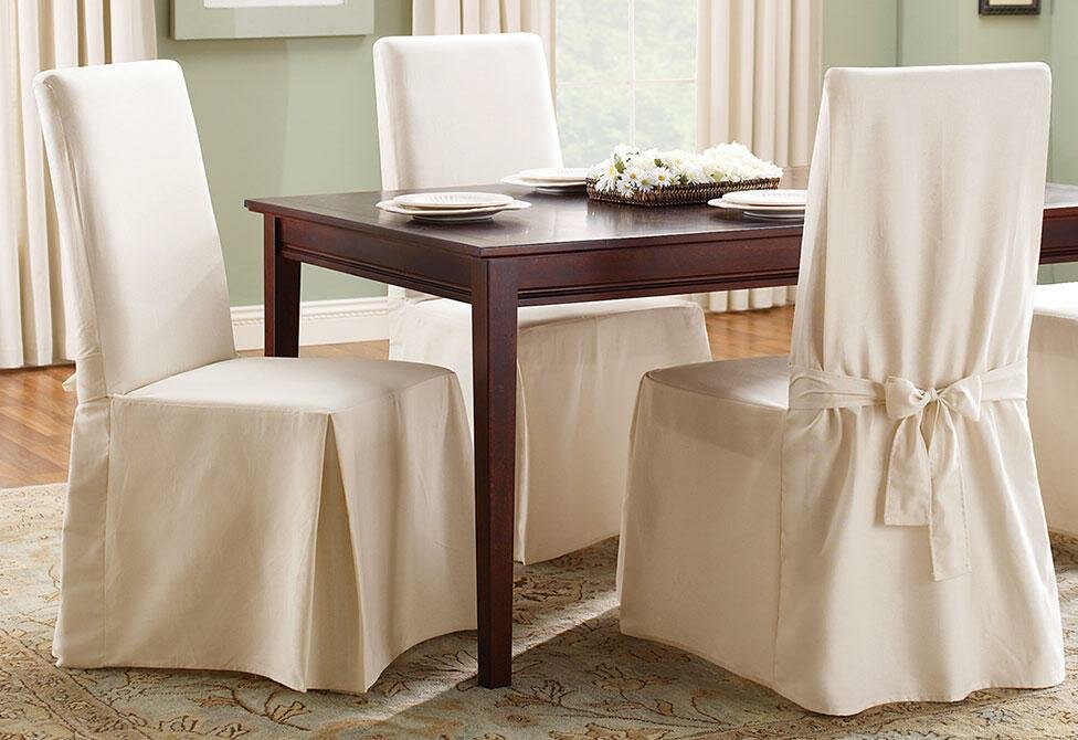Cotton Duck Full Length Dining Room Chair Slipcover